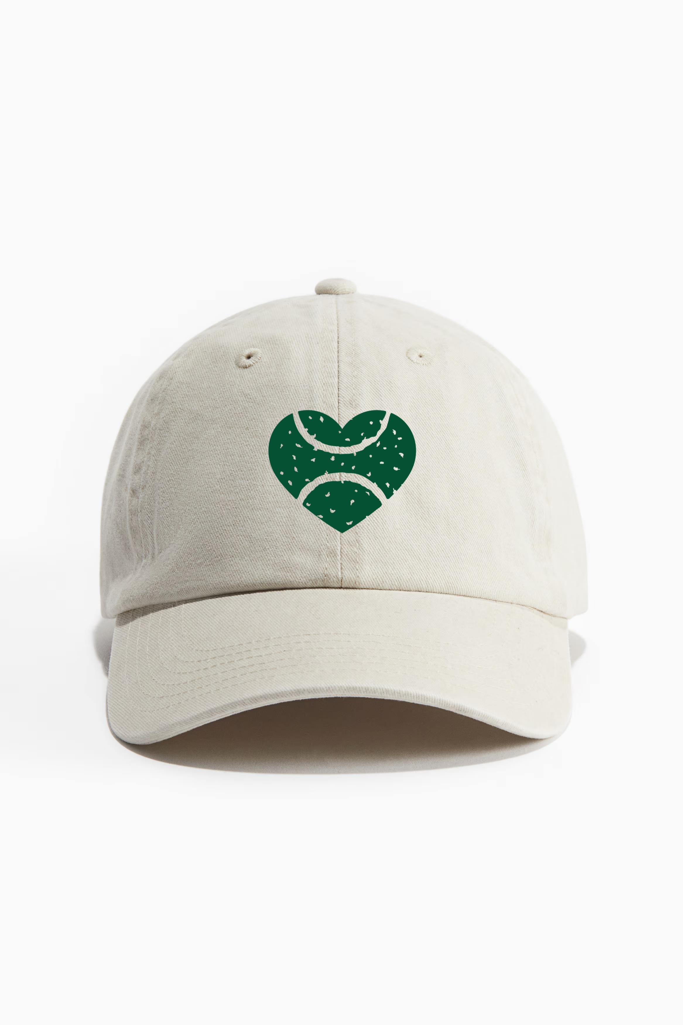 Green Tennis Ball In The Shape Of A Heart Baseball Cap