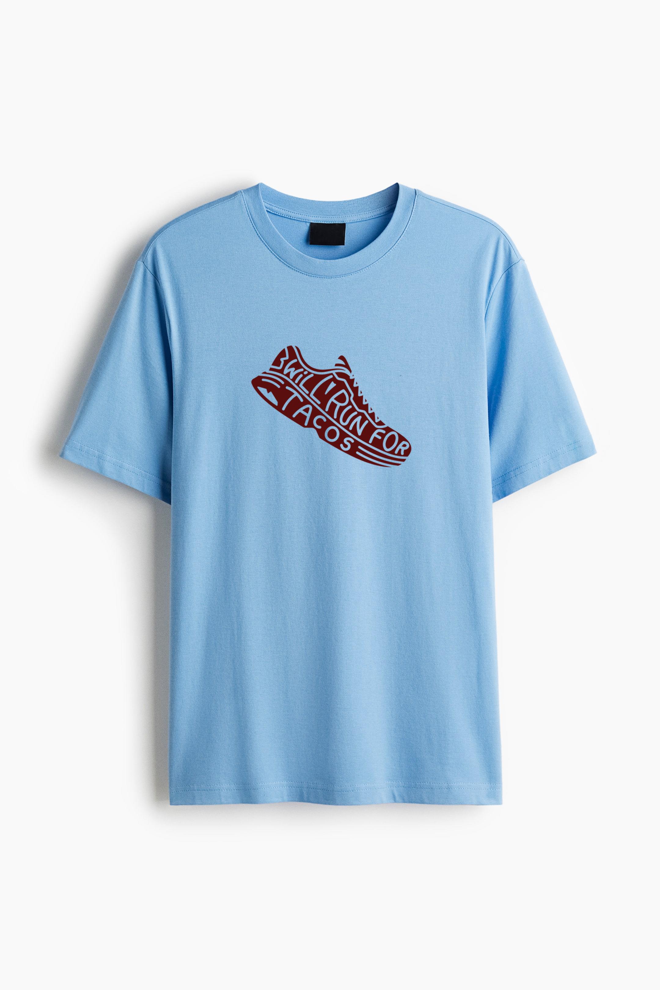 Run For Tacos Sports Shoe Quote Cotton T-Shirt 