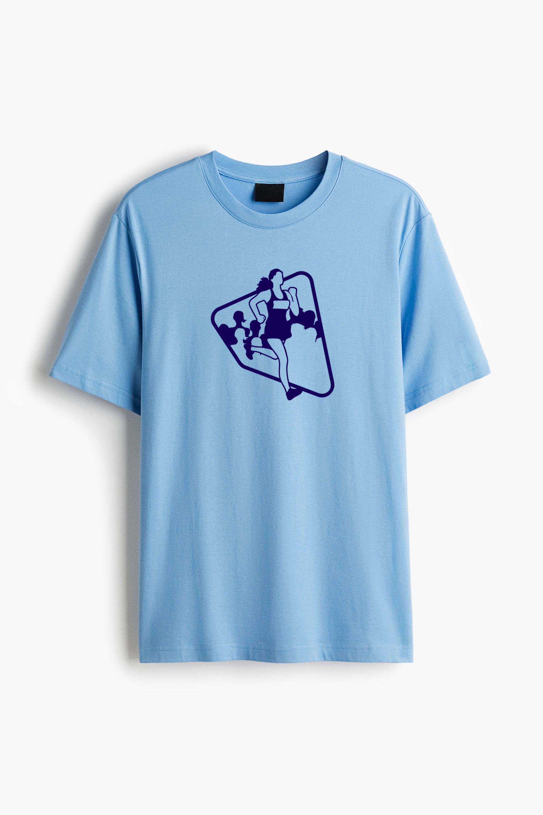 Runner In Crowd Filled Stroke Cotton T-Shirt 