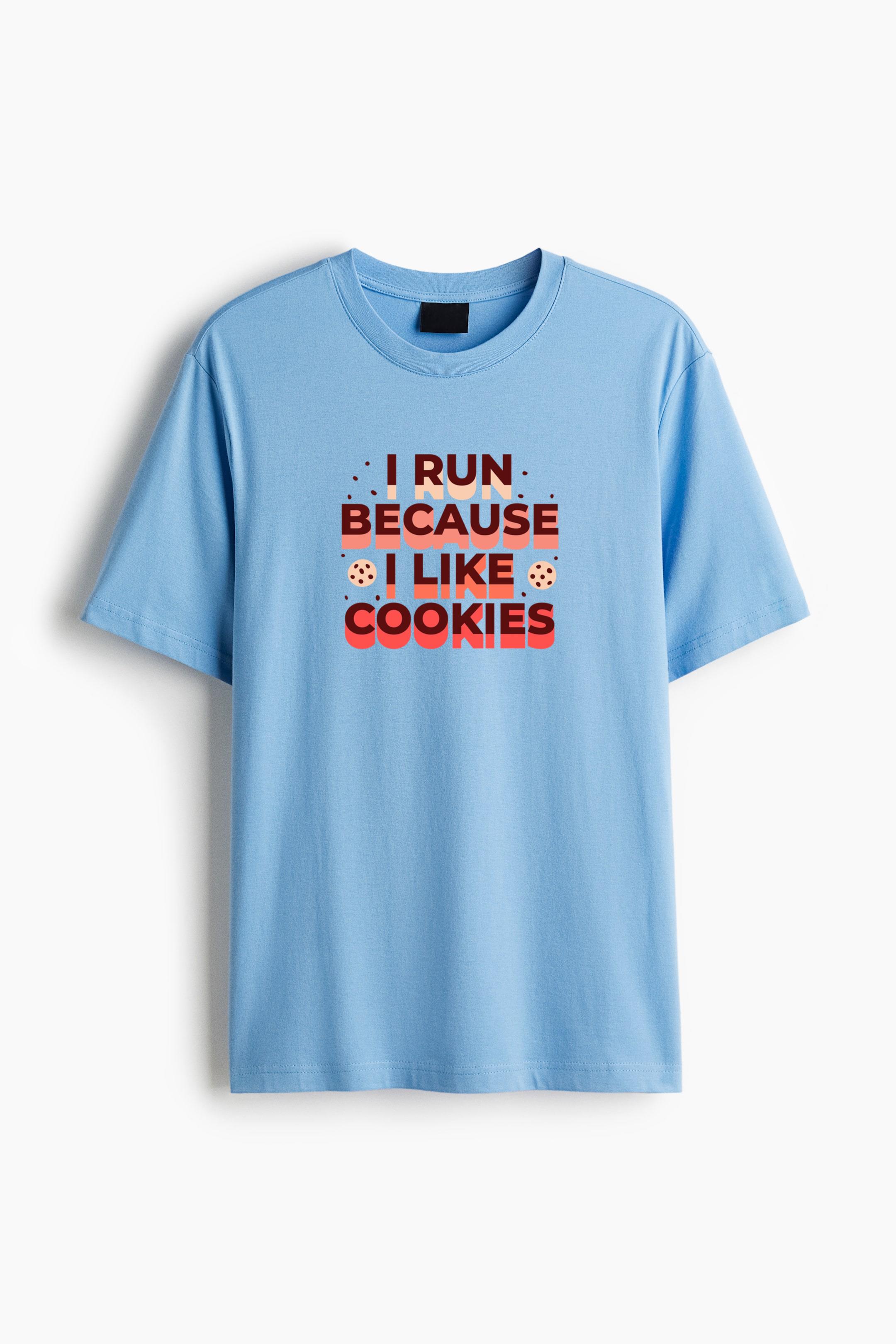 Running Funny Cookies Quote Cotton T-Shirt 