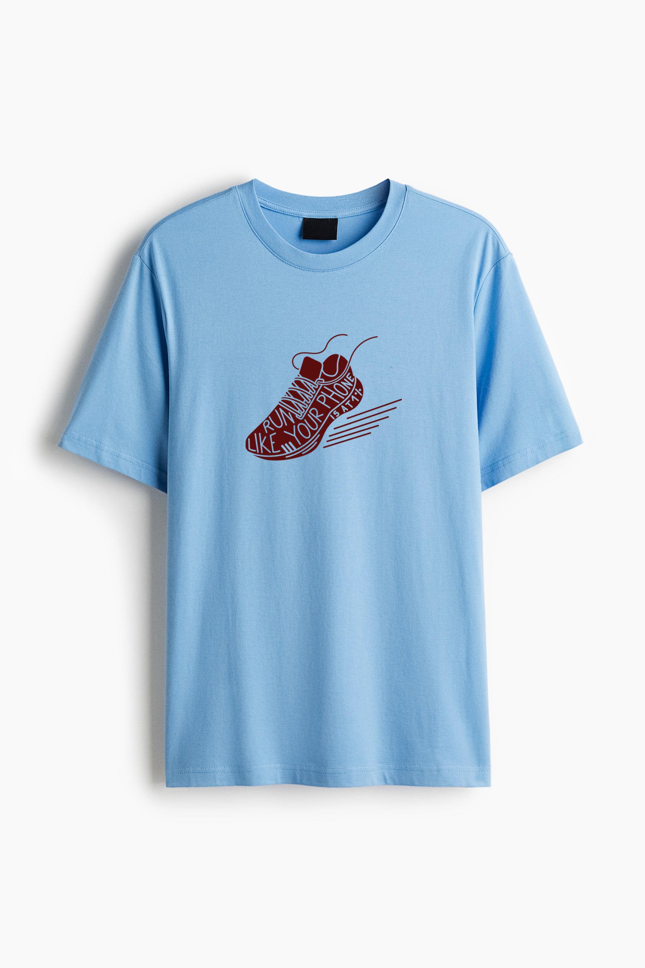 Running Funny Phone Quote Cotton T-Shirt 