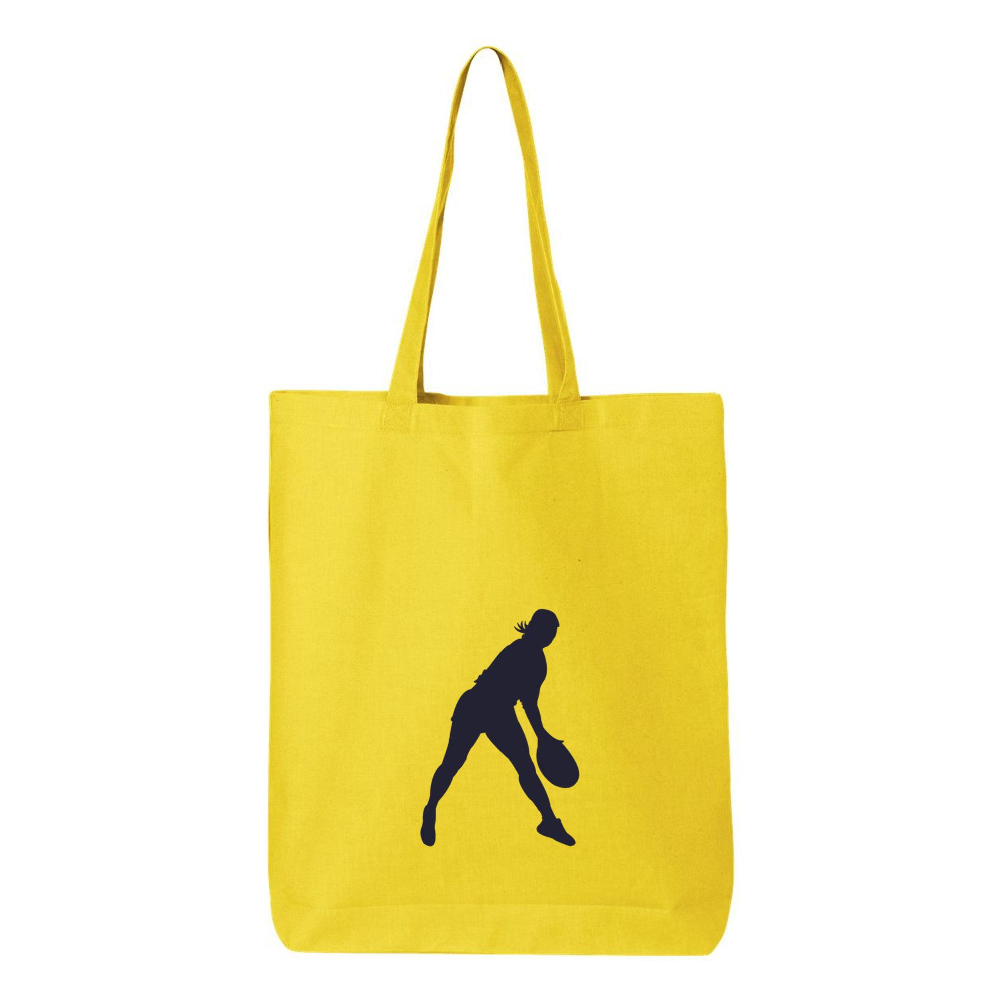 Silhouette Female Tennis Player Canvas Tote Bag 