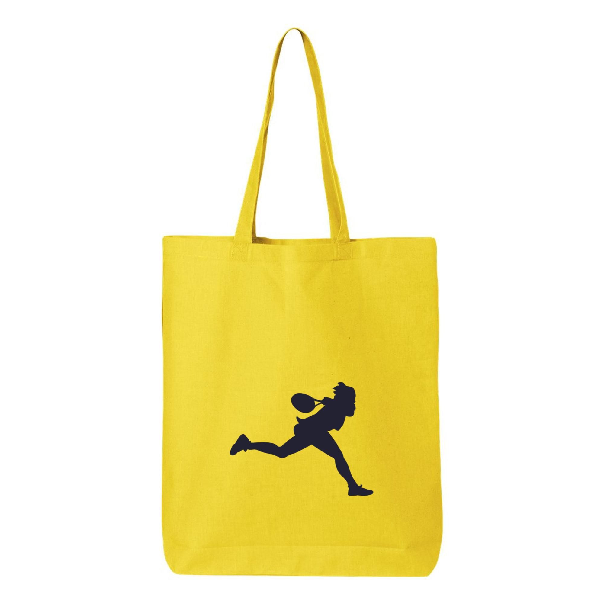 Silhouette Girl Tennis Player Canvas Tote Bag 