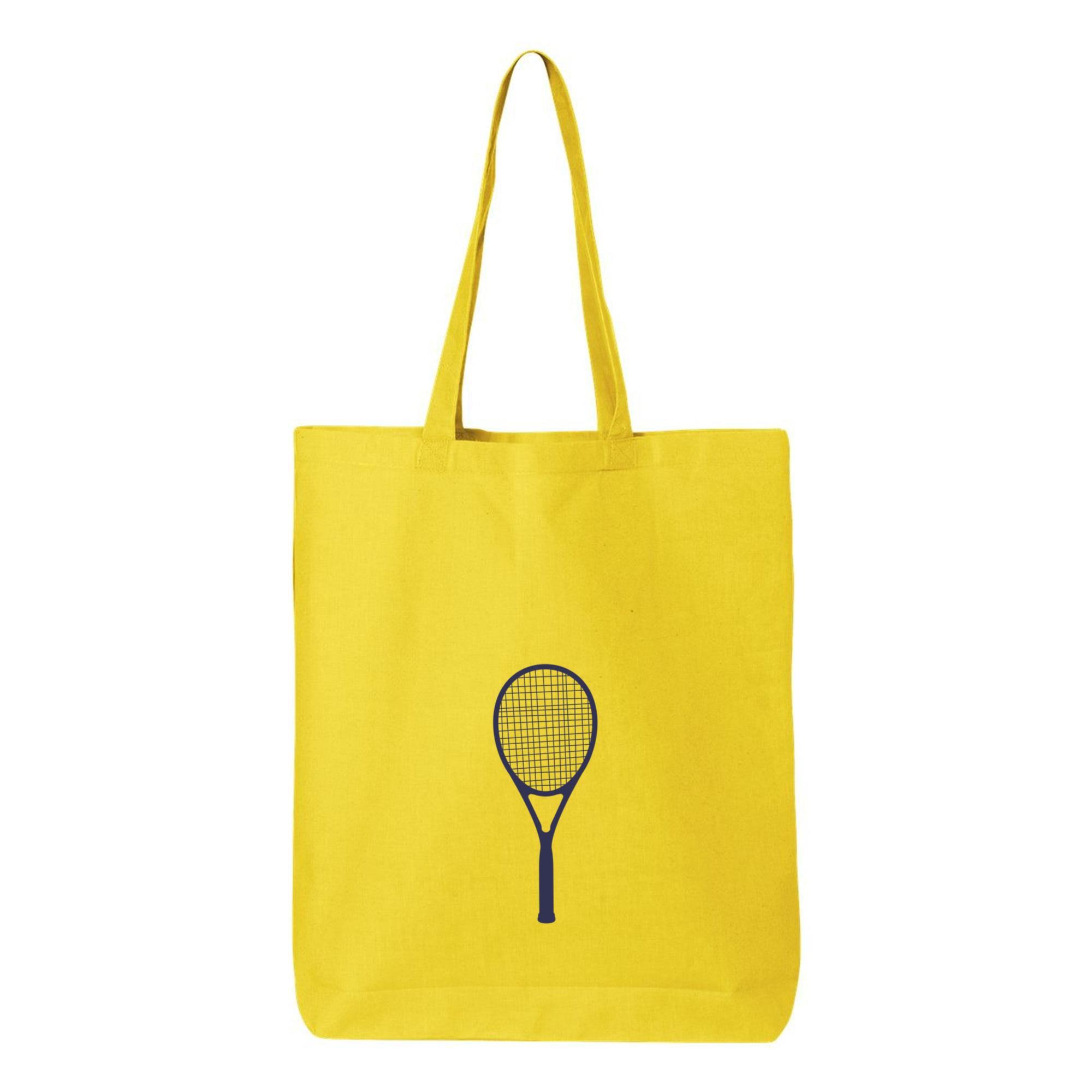 Silhouette Of Tennis Racquet Canvas Tote Bag 